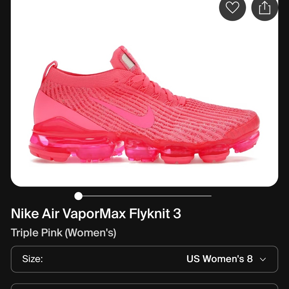 Nike Pink Flyknit Vapormax Sneakers in triple pink. RARE SEE STOCKX PRICE.